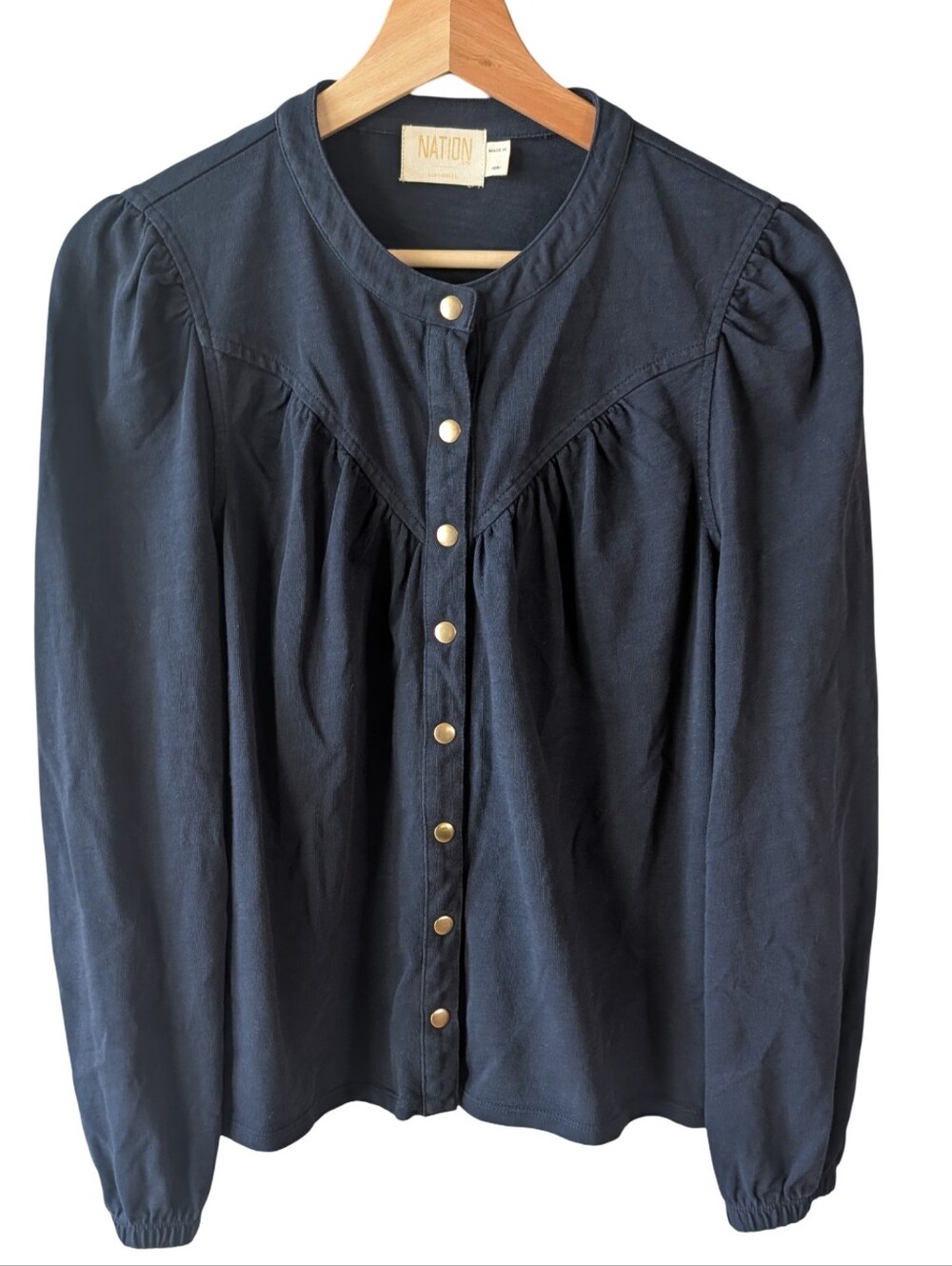 Nation LTD Luanne Yoked Snap Tee Size Small NWOT Navy